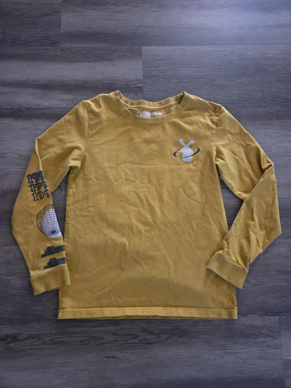 Dutch Bros Coffee Mustard Yellow Long Sleeve 100% Cotton A Better World Sz S